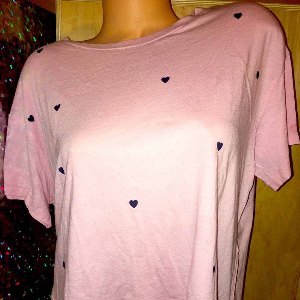 NWT VICTORIA’S SECRET PINK CROP PINK W/BLACK SZ L